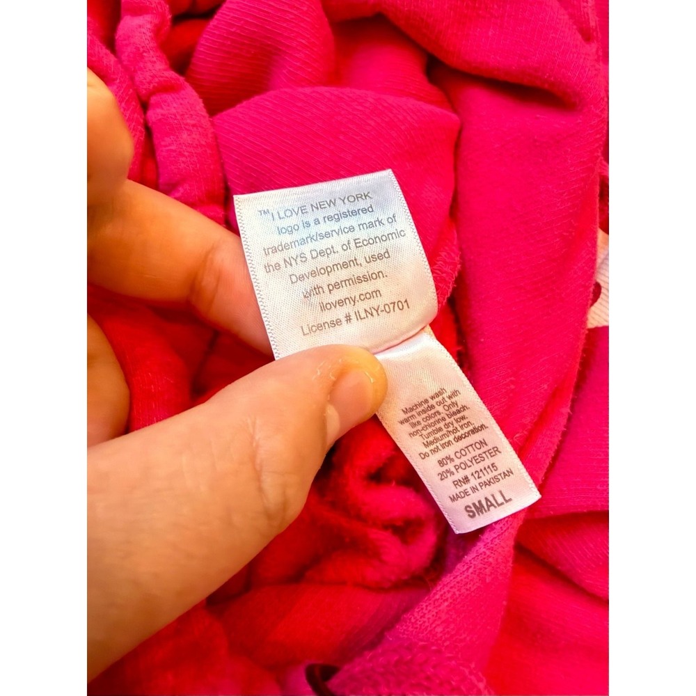 I Love New York NY Hot Pink Pullover Hoodie Sweatshirt Small - Picture 3 of 5